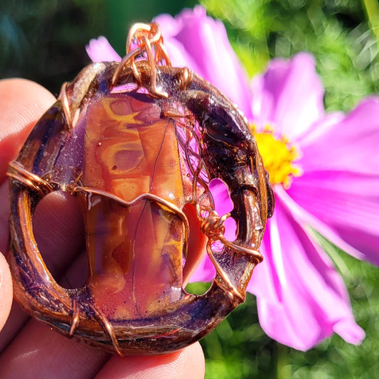 Double Sided Noreena Fire Jasper Nested in Maple