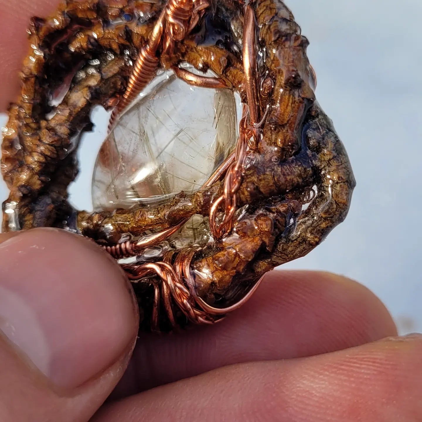 Double sided, Rutile quartz in Pine branch Spiritnest