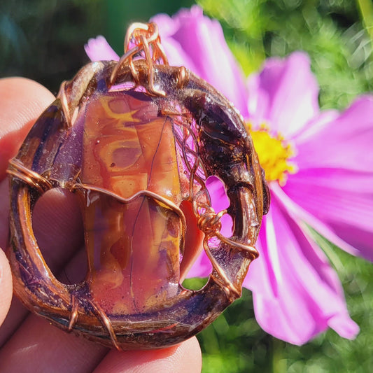 Double Sided Noreena Fire Jasper Nested in Maple