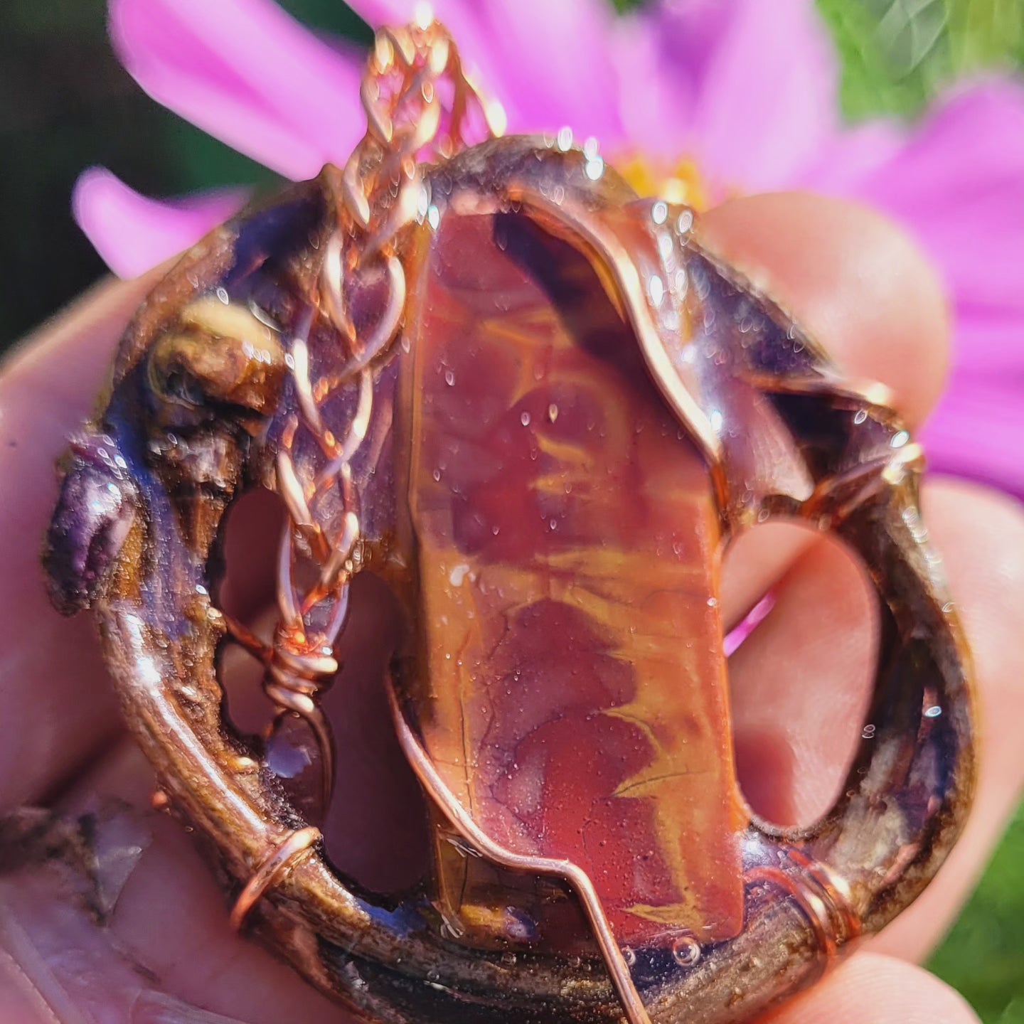 Double Sided Noreena Fire Jasper Nested in Maple