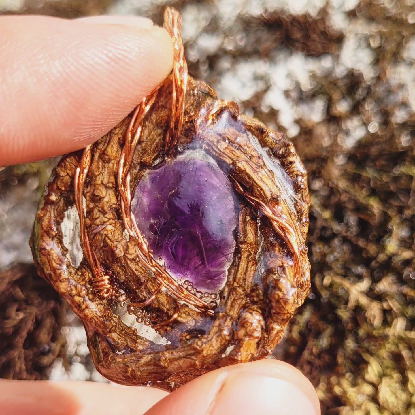 Double Sided Amethyst in Pine