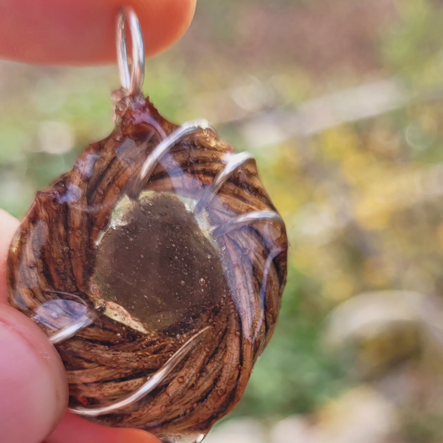 Double Sided, Silver and Douglas Fir Nested Meteor Glass