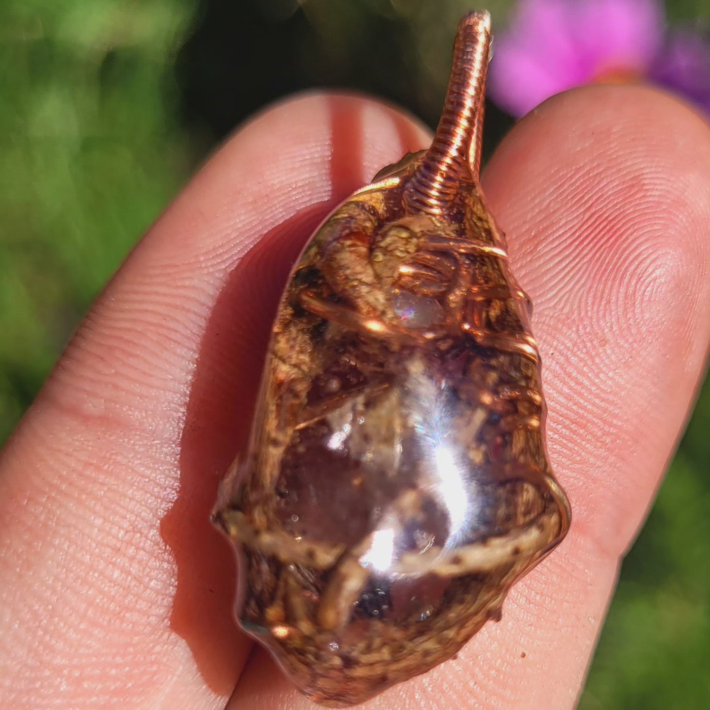 Herkimer Diamond and Fire Opal Nested in Douglas Fir