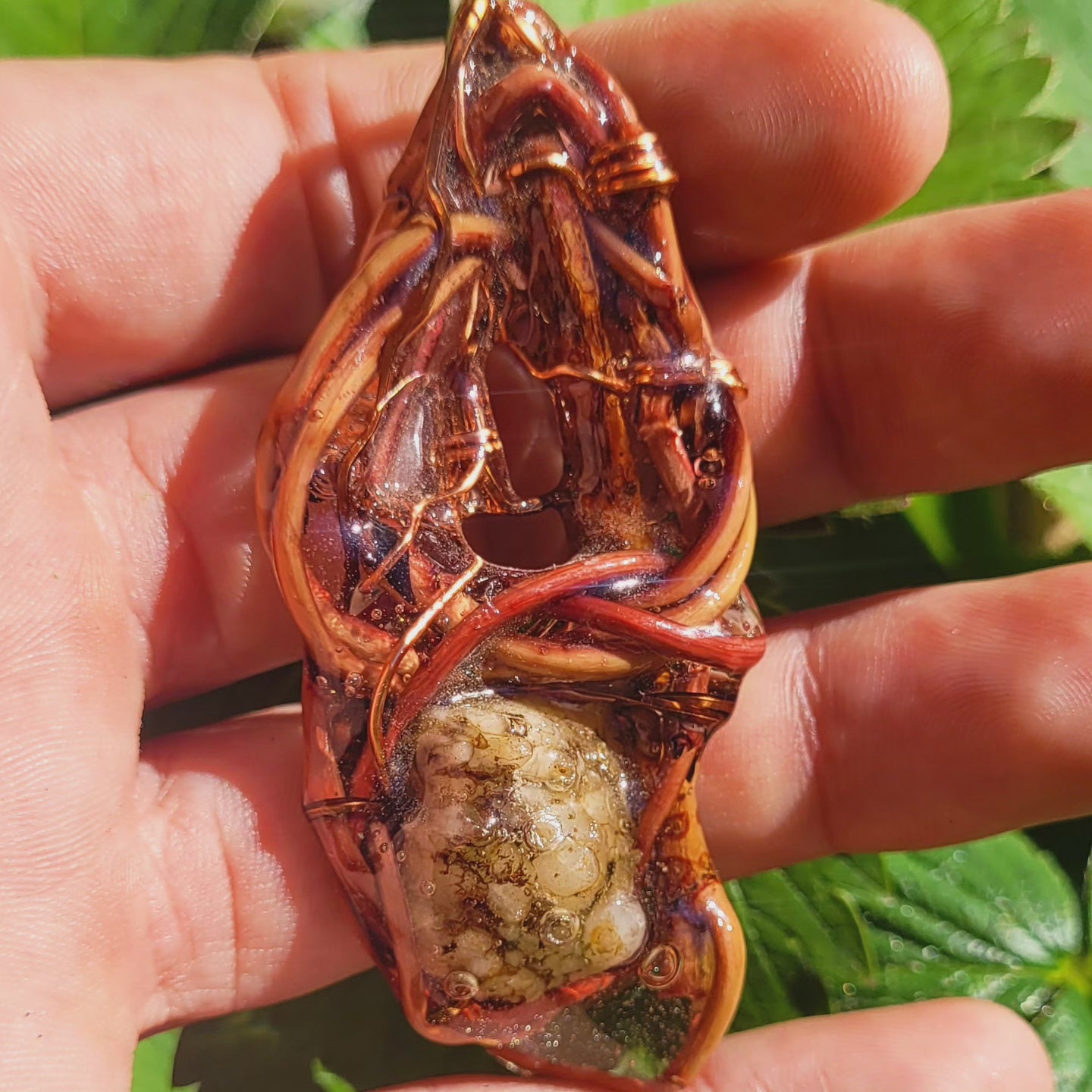 Quartz Cluster Nested in Maple