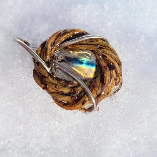 Double Sided, Silver and Yew Nested Labradorite